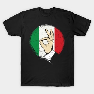 Italian Hand Gesture Sing Language Funny Italy Flag Vintage T-Shirt